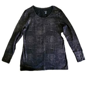 a.n.a Black SIlver Foil Metallic Long Sleeve | Size M | NWT